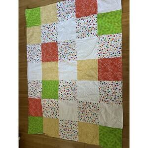 Hand Made Machine Sewn Baby/Crib Blanket 100% Cotton Patchwork Colorful